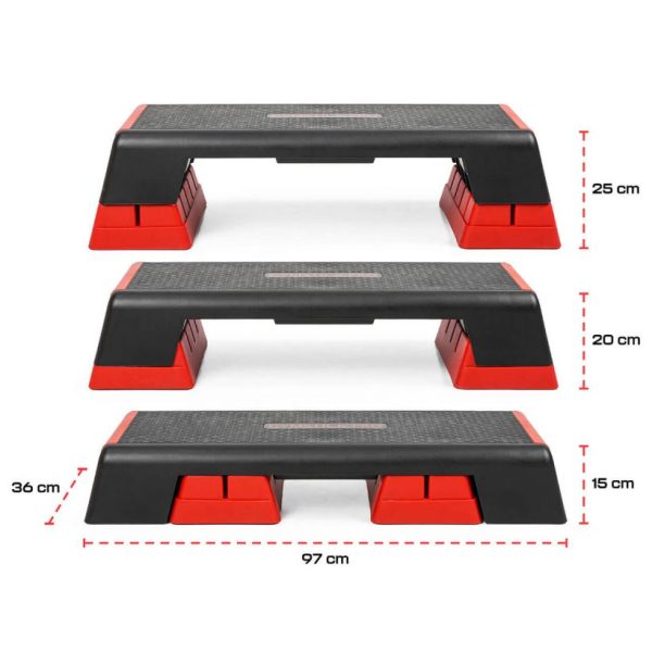 Stepper fitness Gymstick Pro, platformă aerobic profesională, 3 nivele de înălțime